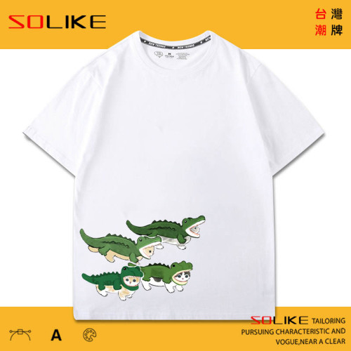 純棉 鱷魚貓短T 三件1099