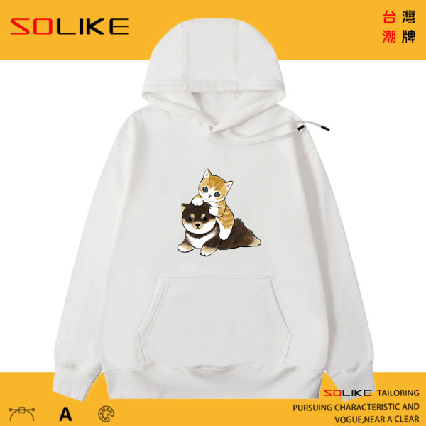 純棉 貓狗雙全連帽衫，兩件1199