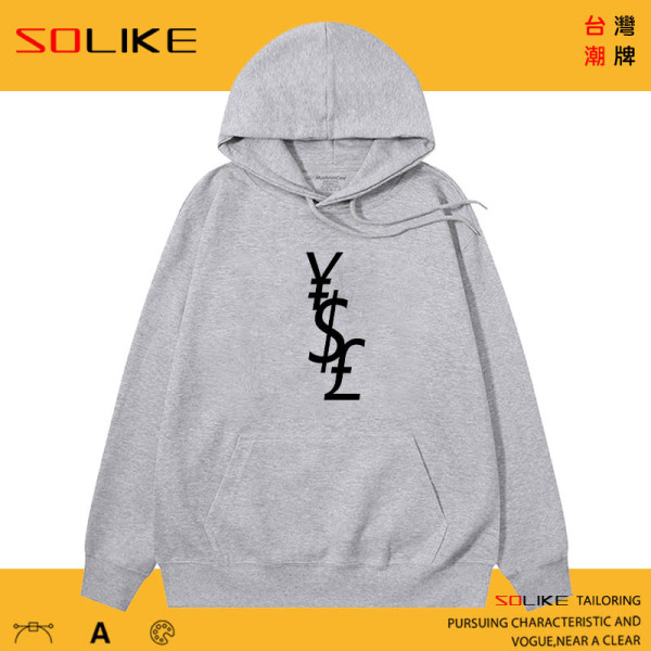 純棉 貨幣符號“YSL”日元美元英鎊連帽衫，兩件1199
