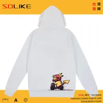 純棉 騎車皮卡丘連帽衫，兩件1199