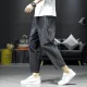 棉麻 民俗風豎紋拼接九分褲