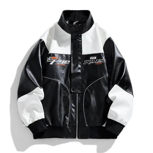 拼色款機車皮衣 皮夾克賽車服 外套