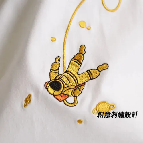 純棉 刺繡太空人短T