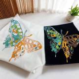 純棉 刺繡七彩蝴蝶短T