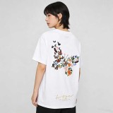 純棉 刺繡花蝶短T