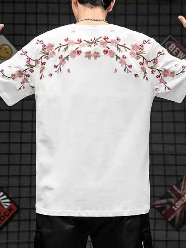 純棉 刺繡櫻花短T