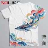 排汗衫 彩色墨韻鯨魚短T 三件NT$1099