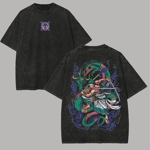純棉 水洗做舊海賊王短T