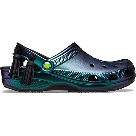 black classic crocs iridescent clog