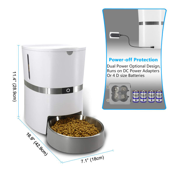 PDPETS Automatic Food Feeder Pet Dispenser with Stainless Steel Pet Bowl Designed for Dog Automatic dog dispenser