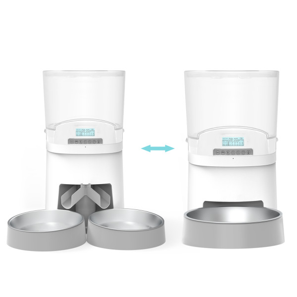 PDPETS Smart Pet feeder with Two-Way Splitter and Double Bowls for Pets Automatic Pets Feeder