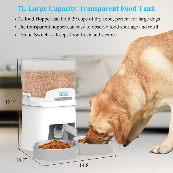 PDPETS Smart Pet feeder with Two-Way Splitter and Double Bowls for Pets Automatic Pets Feeder