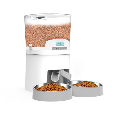 PDPETS Automatic Pet feeder with Two-Way Splitter and Double Bowls Pet Feeder Smart for Dogs Cats