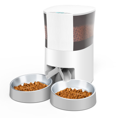 PDPETS Automatic Cat Feeder with Separator and Two Bowls for Dual Dispensing for Multi Pets