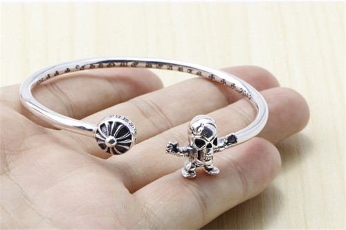 Chrome Hearts Open Bangle CHT007 CH CROSS Skull SuperMan Solid 925 Sterling Silver
