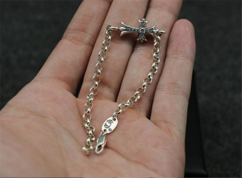 CHROME HEARTS Hip Hop Cross White diamond 925 Silver Bracelet CHB013