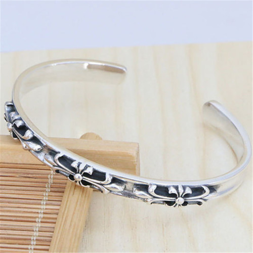 Chrome Hearts Bangle OPEN  CH CROSS CHT042 Solid 925 Sterling Silver