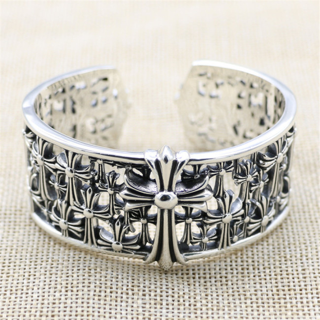 Chrome Hearts Wide Bangle CH CROSS CHT055 925 Silver