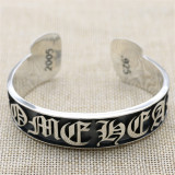 Chrome Hearts Open Bangle  FUCK YOU CHT015 Solid 925 Sterling Silver