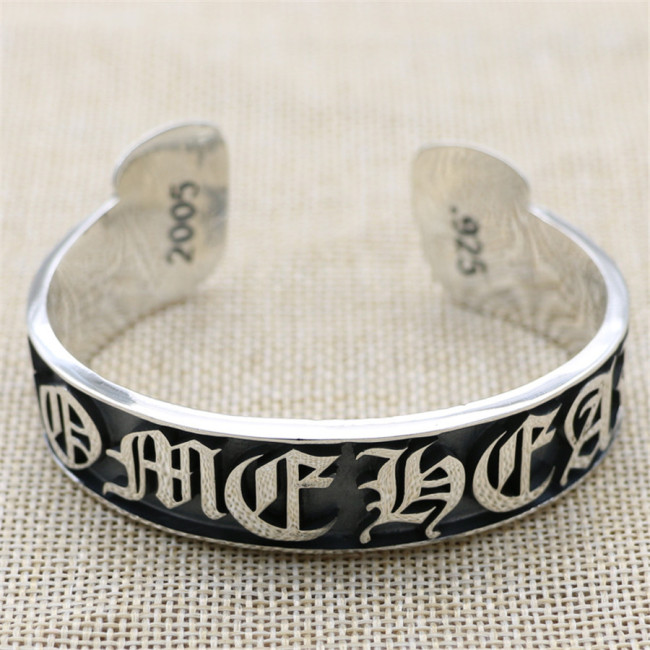 Chrome Hearts Open Bangle  FUCK YOU CHT015 Solid 925 Sterling Silver