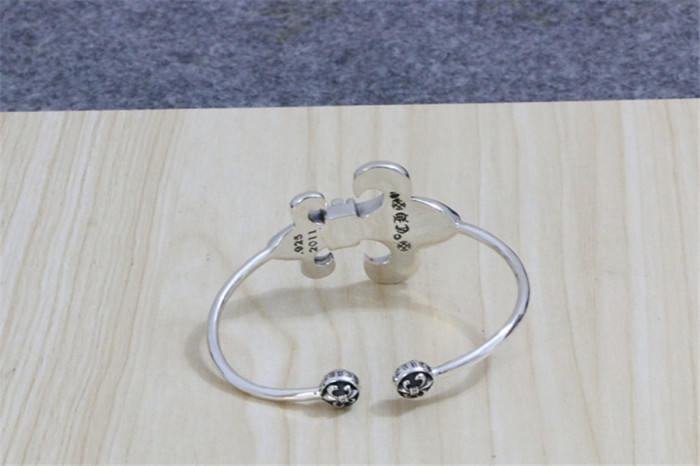 Chrome Hearts Bangle Open Army Fleur CHT057 Solid 925 Silver