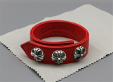 Chrome Hearts Leather Bangle CHT014 Solid 925 Sterling Silver