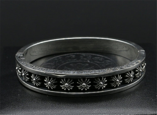 Chrome Hearts Buckel Bangle CH Flower CHT022 Solid 925 Sterling Silver