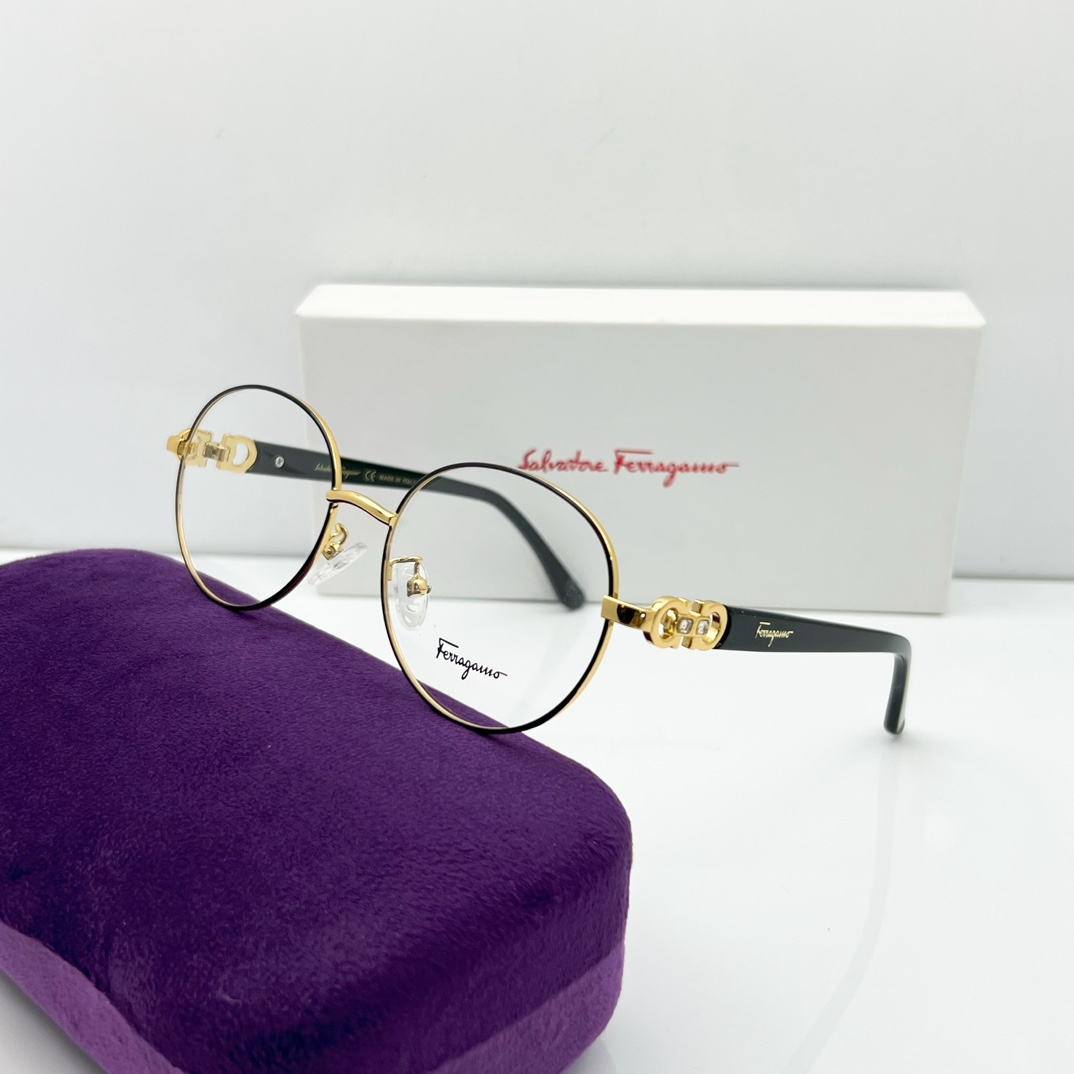 black gold color of Ferragamo Eyeglasses Dupe 2166 FER037