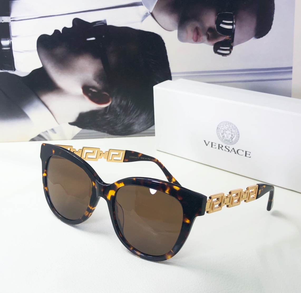 amber color of knockoff versace sunglasses women ve4394