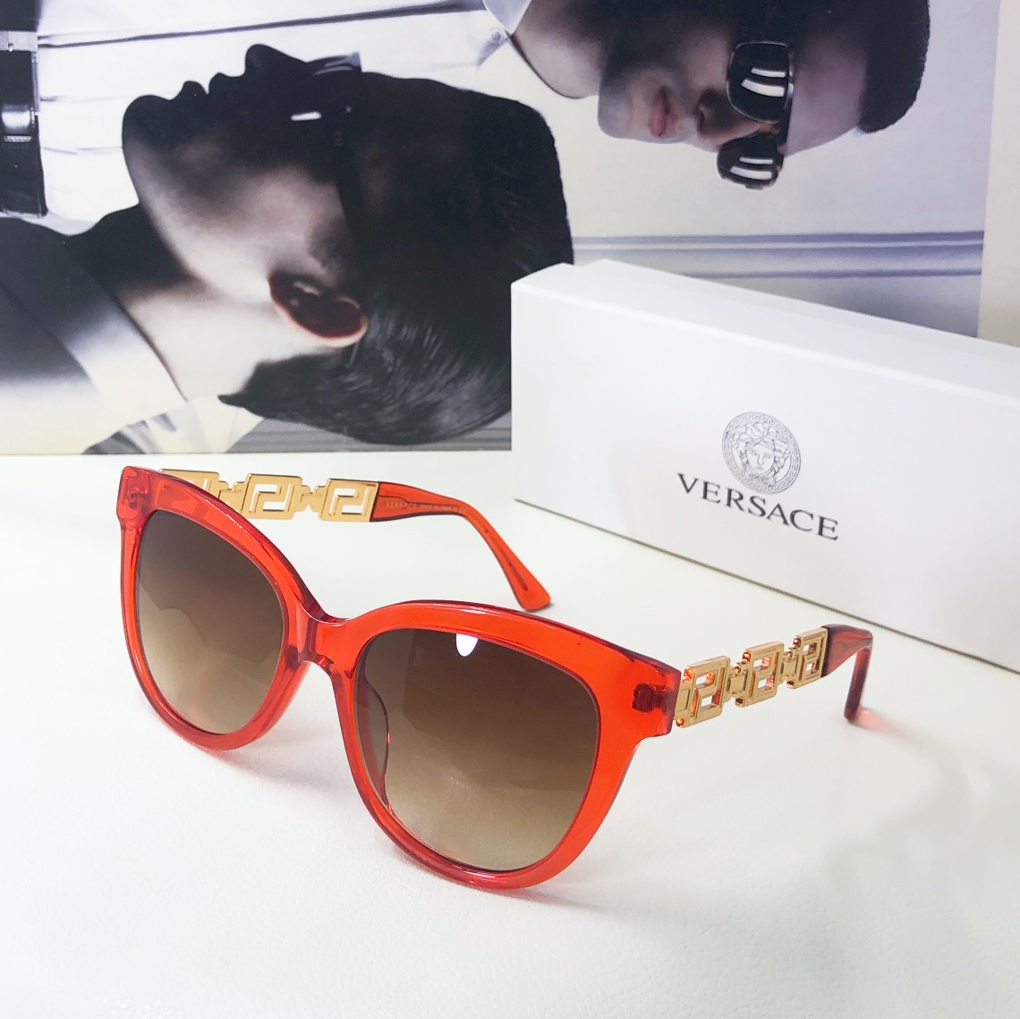 red color of knockoff versace sunglasses women ve4394