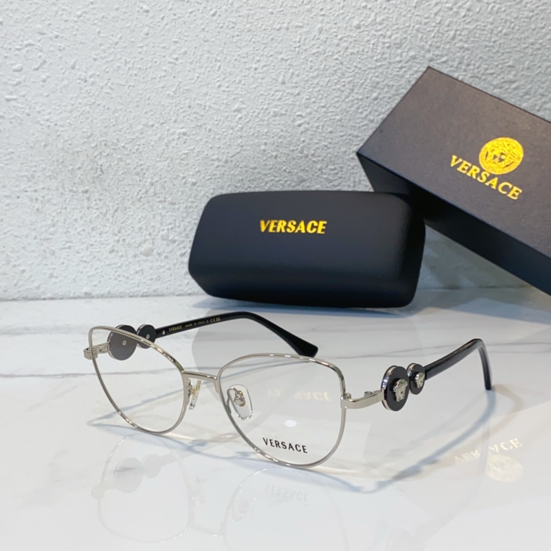 black silver color of fake versace glasses frames ve1284