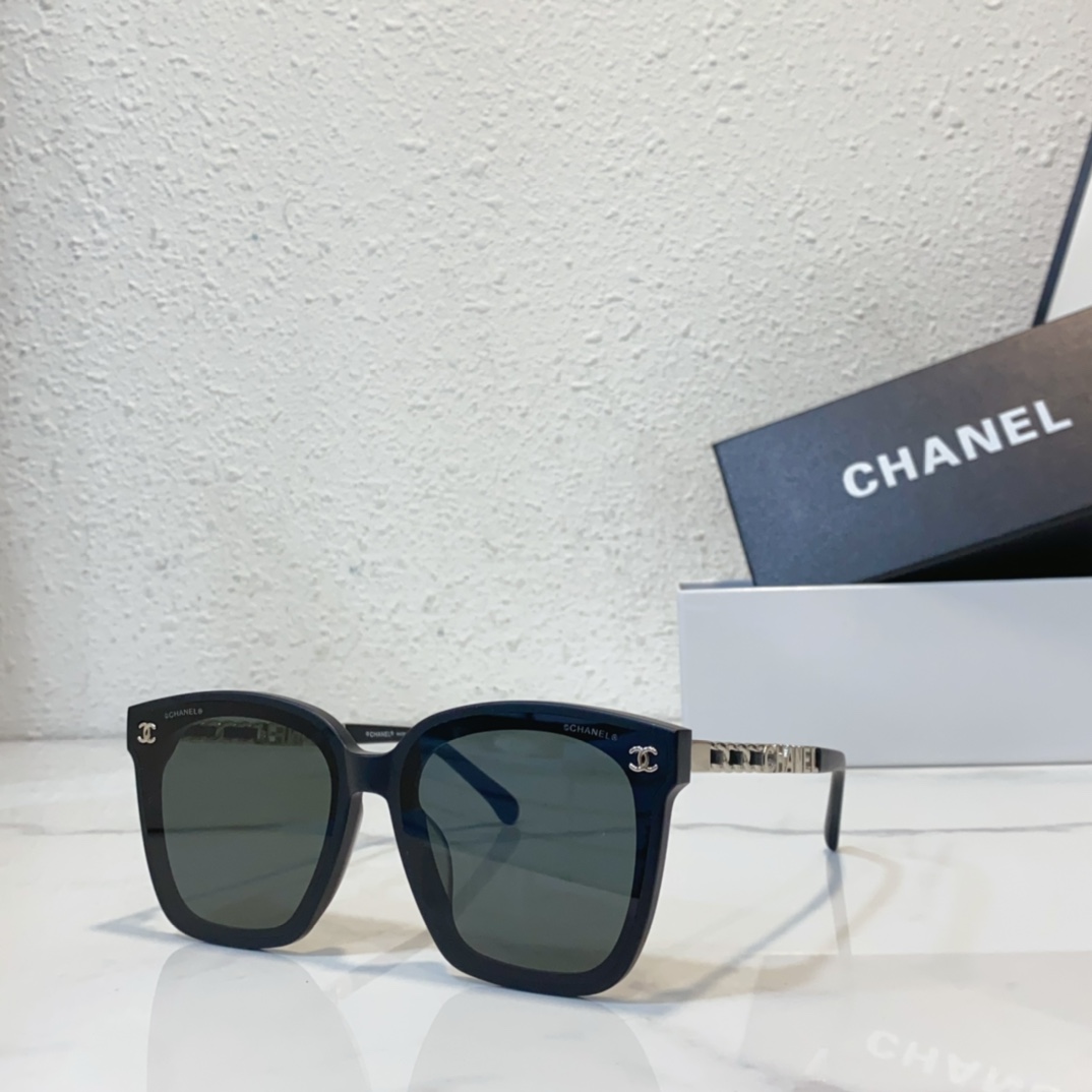 black silver Replica Chanel sunglasses CH6355