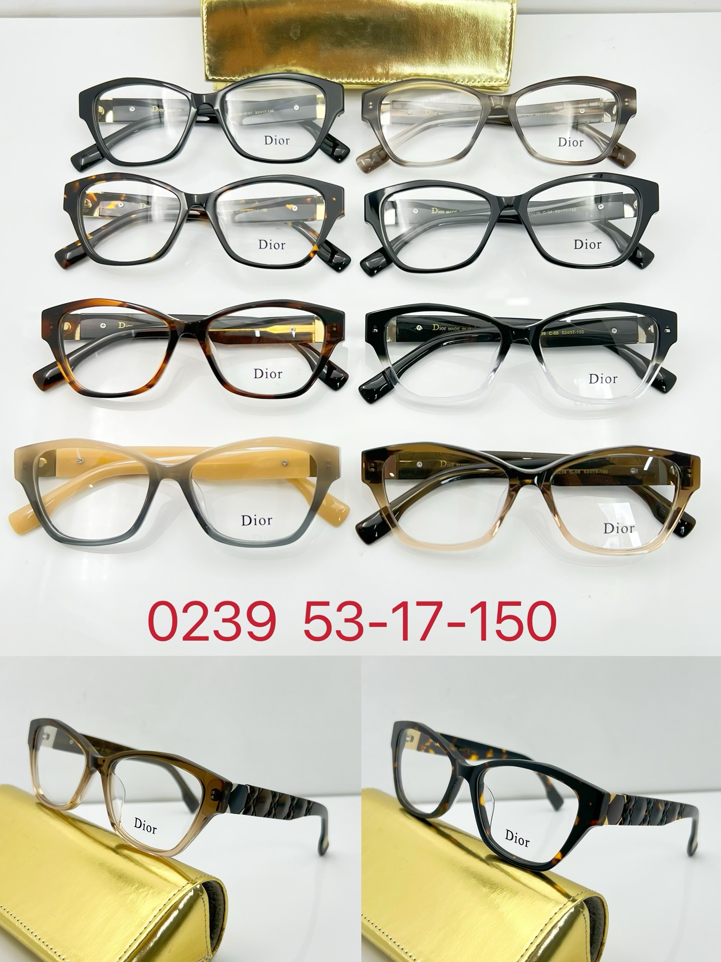 Stylish Dior fake glasses with clear lenses 0239 - front