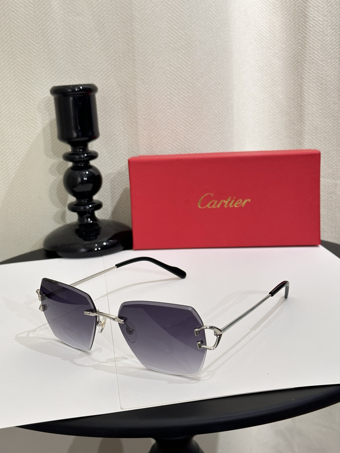 Cartier imposter sunglasses esw00686 - black silver