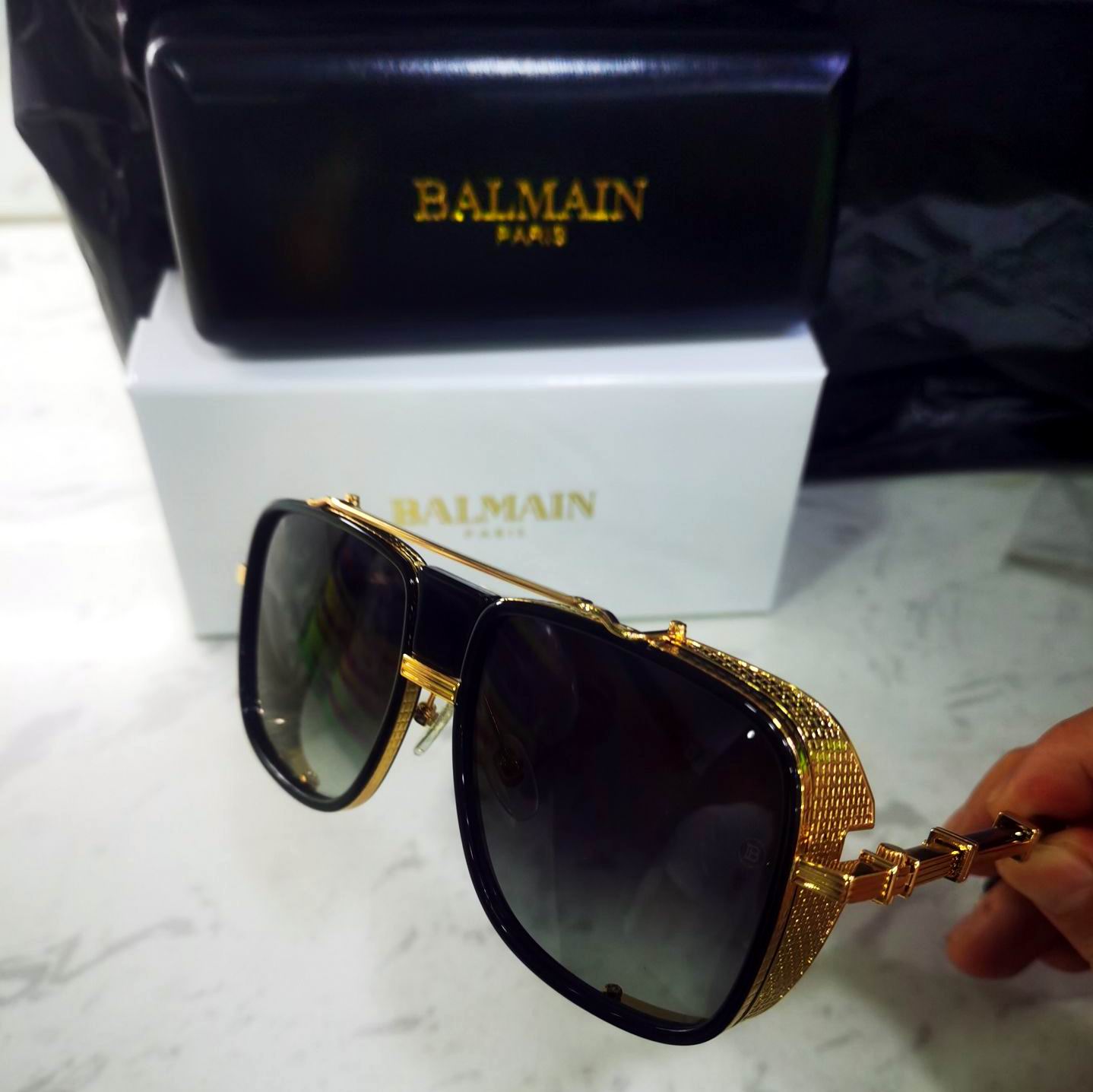 BALMAIN Sunglasses Faux BPS 104A black gold