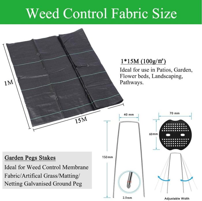 Garden Weed Barrier Landscape Fabric, Premium Weeds Control for Flower Bed, Pavers and Other Outdoor Projects