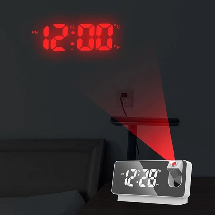 Projection Digital Alarm Clock for Ceiling,Wall,Bedroom,USB Powered Angle Adjustable