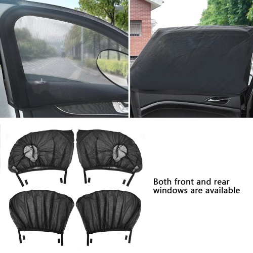 Universal Car Side Window Sunshade Set Front + Rear Mesh Anti Mosquito Sun Shade screens