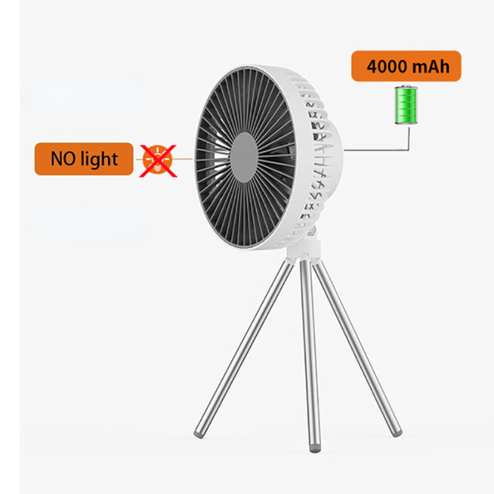 Portable Camping Fan with LED Light, Built-in Hanging Ring, Rechargable Desk Fan with Night Light Tripod, Suitable for Tent, Home,...
