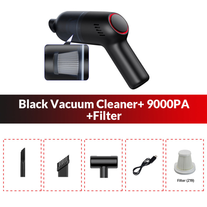 Wireless Car Vacuum Cleaner Cordless Handheld Auto Vacuum Home & Car Dual Use Mini Vacuum Cleaner 9000Pa Rechargeable Hand Vacuum