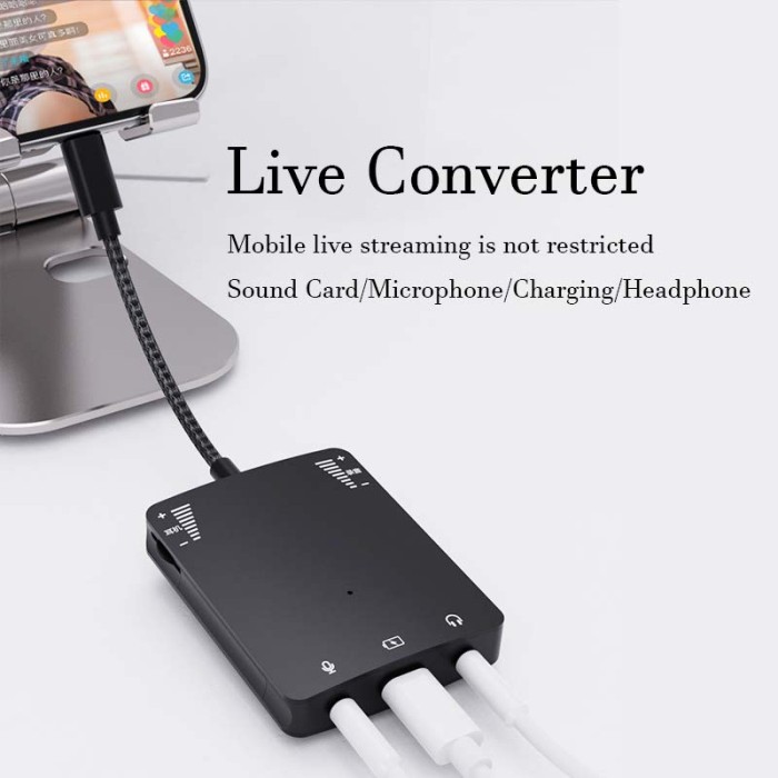 External 8 Pin Live Sound Card Speaker Audio Interface Adapter For Iphone Android Headphone High Quality Live Converter Microphone Charge