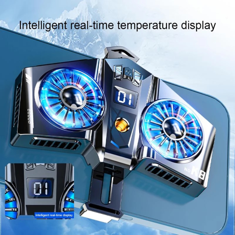 Phone Cooler for iphone, Gaming Phone Cooling Case Radiator Accessories, Mobile Phone Dual Fan Semiconductor Heatsink for 54-89cm Smartphone Gaming Watching Tiktok Live Streaming