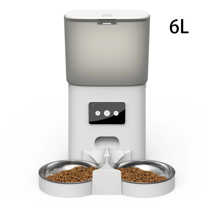 6L Automatic Cat Feeder for 2 Cats, WiFi Enabled Smart Feed Automatic Pet Feeder for Cats & Dogs, Timed Pet Food Dispenser with Stainless Steel Bowl APP Control, 10s Voice Recorder