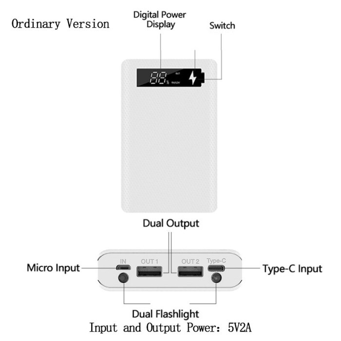 Quick Charge Version 6*18650 Power Bank Case Dual USB Mobile Phone Charge QC 3.0 PD DIY Shell 18650 battery Holder Charging Box