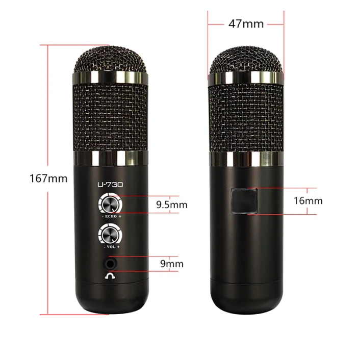 New U730 Professional Condenser Microphone With USB Interface Support Bluetooth Mic For Karaoke Podcast YouTube Recording MIC
