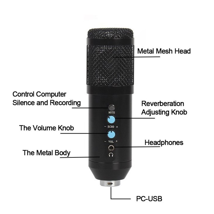 Karaoke Microphone For PC Singing Condenser Microphone Professional BM 800 Studio MIC Computer Recording USB Microphone Gaming