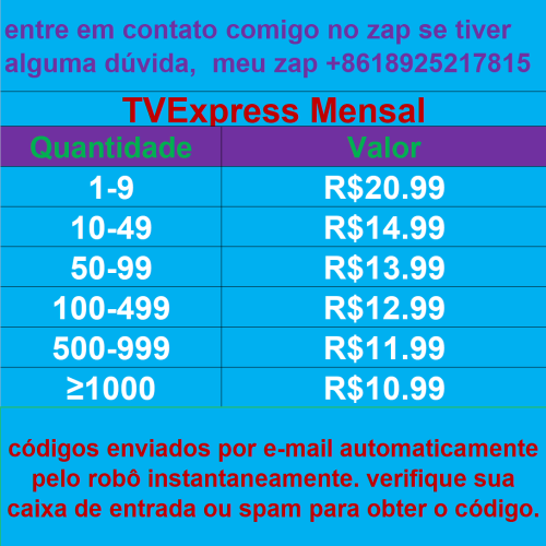 TV express TVExpress Mensal monthly TVE para Brasil para TV Box  MXQ Android Smart TV Box Allwinner RK3368