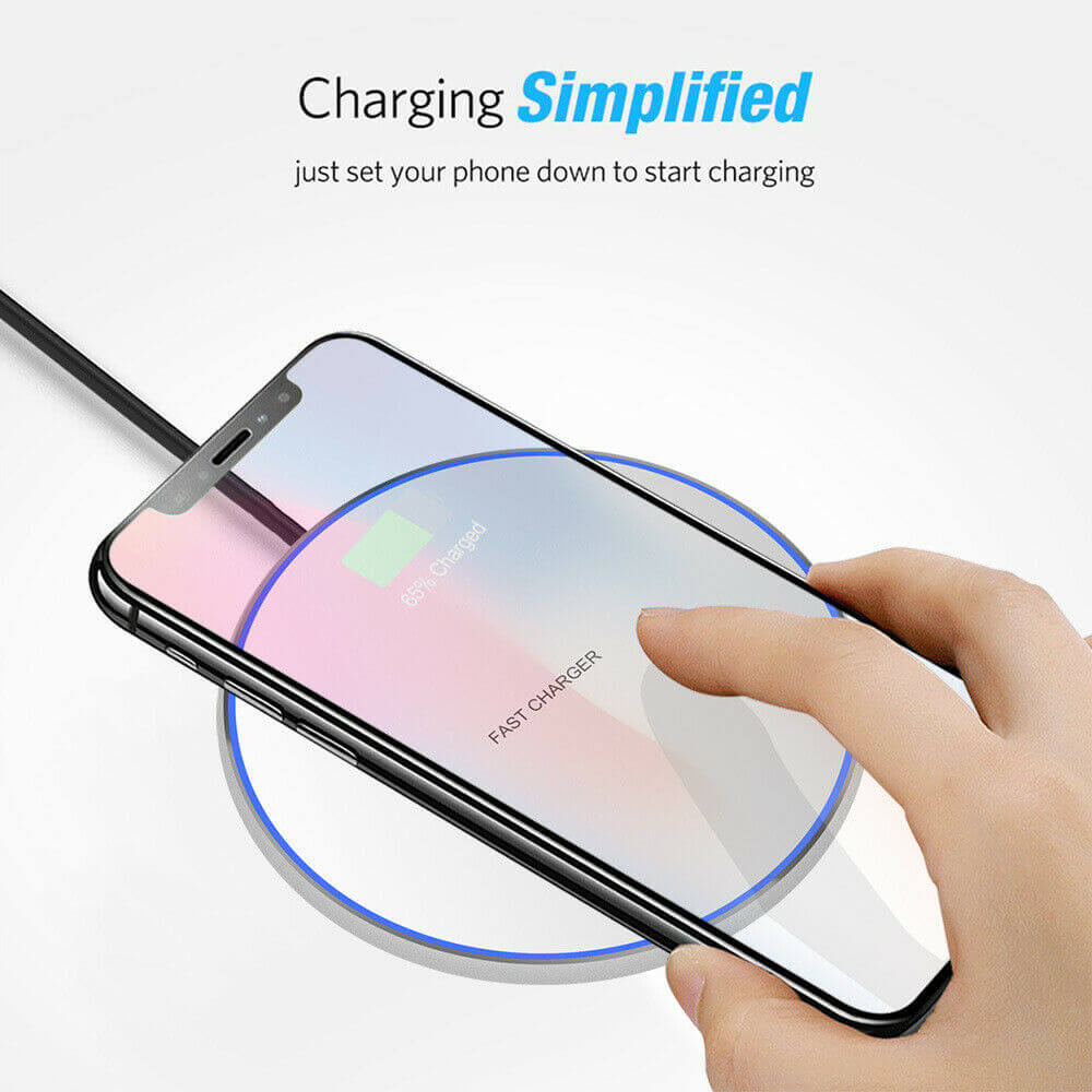 XR Xs Max 8 Plus - NO AC Adapter Ultra Thin Aviation Aluminum TOZO Wireless Charger Upgraded 10 X 8 S8+ Sleep-Friendly Samsung Galaxy S8 Black FastCharging Pad for iPhone Xs Note 8 9