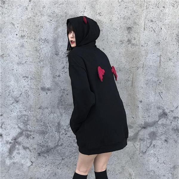 立體惡魔翅膀連帽衫