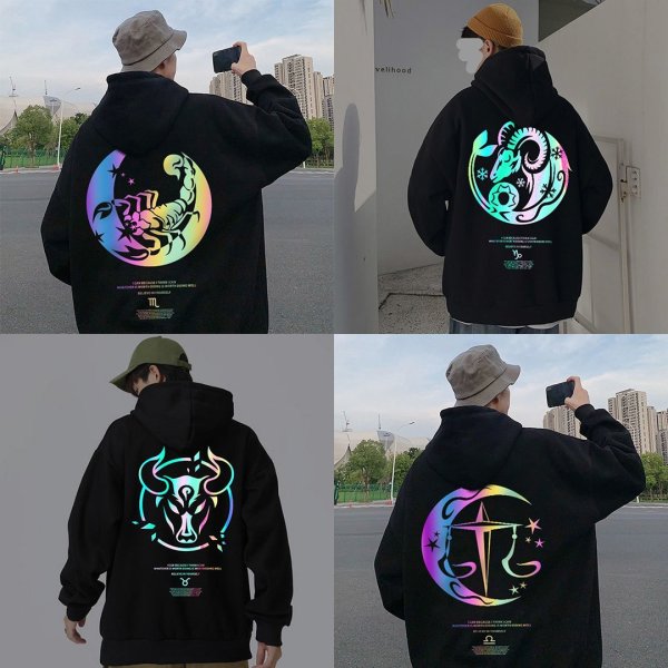 炫酷反光十二星座帽T